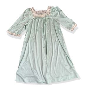 Vintage JC PENNEY Misses Size M Nightgown Robe Sleepwear Mint w/ Lace Trim